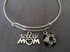 Soccer Mom Crystal Soccer Ball Expandable Silver Charm Bracelet Adjustable Sports 