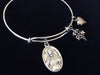 Saint Agatha RN Charm Silver Adjustable Expandable Silver Bangle Bracelet Patron Saint Nurses Breast Cancer