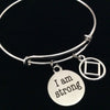 Narcotics Anonymous Inspirational Silver Adjustable Bangle I AM STRONG Silver Expandable Bracelet 