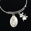 Sacred Heart of Jesus Immaculate Heart of Mary Expandable Bracelet Inspirational Jewelry Adjustable Bangle