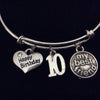 BFF Happy 10th Birthday My Best Friend Expandable Charm Bracelet Adjustable Bangle Gift (Other Numbers Available)