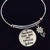 Teachers like you are Special and Few Expandable Silver Charm Bracelet Adjustable Bangle School Gift