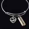 Inspire Silver Heartbeat Charm Expandable Silver Charm Bracelet Adjustable Nurse Bangle