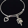 LPN Bracelet Silver Expandable Charm Bracelet Adjustable Wire Bangle Nurse Gift Handmade 