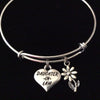 Daughter In Law Heart Daisy Silver Expandable Charm Bracelet Adjustable Bangle Meaningful 