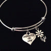 Daughter In Law Heart Daisy Silver Expandable Charm Bracelet Adjustable Bangle 