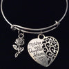 Mother and Daughter Forever Filigree Heart Expandable Silver Charm Bracelet Adjustable Bangle Gift