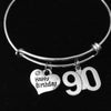 Happy 90th Birthday Expandable Charm Bracelet Adjustable Bangle Gift 90 Ninety