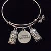 Happy Retirement Laugh Often Love Much Expandable Silver Charm Bracelet Adjustable Bangle Office Worker Gift Retire
