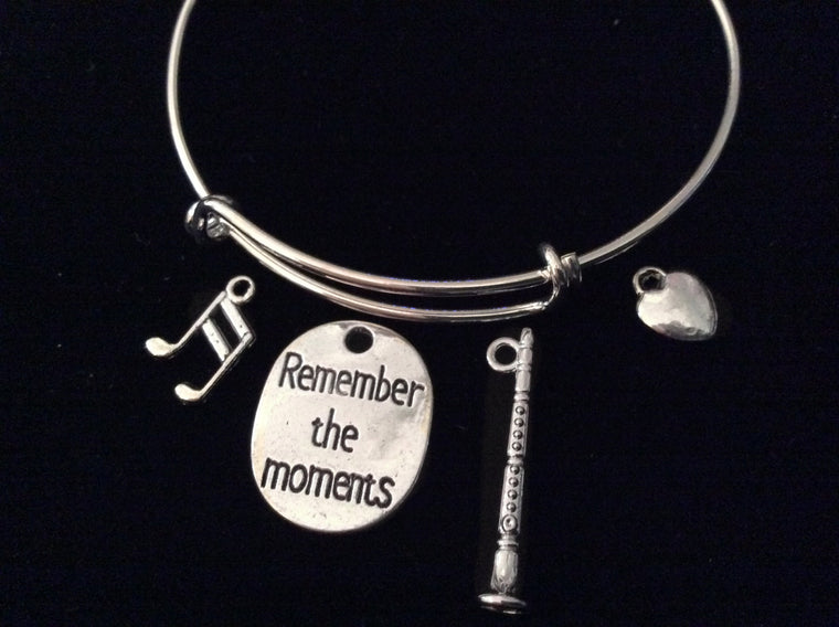 Clarinet Remember The Moments Orchestra Music Silver Expandable Oboe Bangle Bracelet Meaningful Graduation Gift