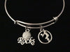Volleyball Rocks Silver Expandable Charm Bracelet Adjustable Wire Bangle Sports Team Gift
