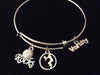 Varsity Volleyball Rocks Silver Expandable Charm Bracelet Adjustable Wire Bangle Sports Team Gift