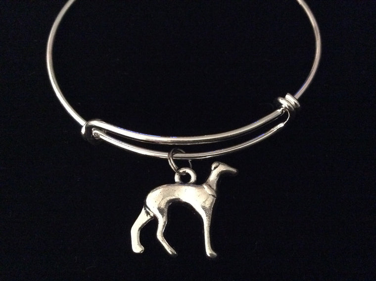 Greyhound 3D Dog Silver Charm Expandable Bracelet Adjustable Bangle
