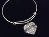 Crystal Heart Sweet 16 Silver Expandable Charm Bracelet Adjustable Bangle Gift Happy Birthday