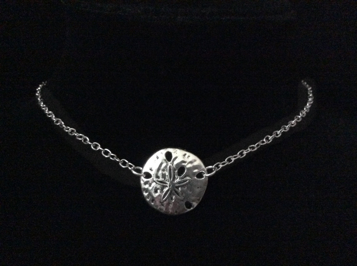 Sand Dollar Choker Adjustable Silver Chain Necklace Trendy jewelry women's collar chocker