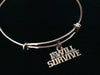 I Will Survive Blue Awareness Expandable Silver Charm Bracelet Adjustable Bangle Gift Arthritis Colon Cancer