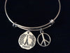 Paris Peace Eiffel Tower Silver Expandable Charm Bracelet Inspirational Jewelry Adjustable wire