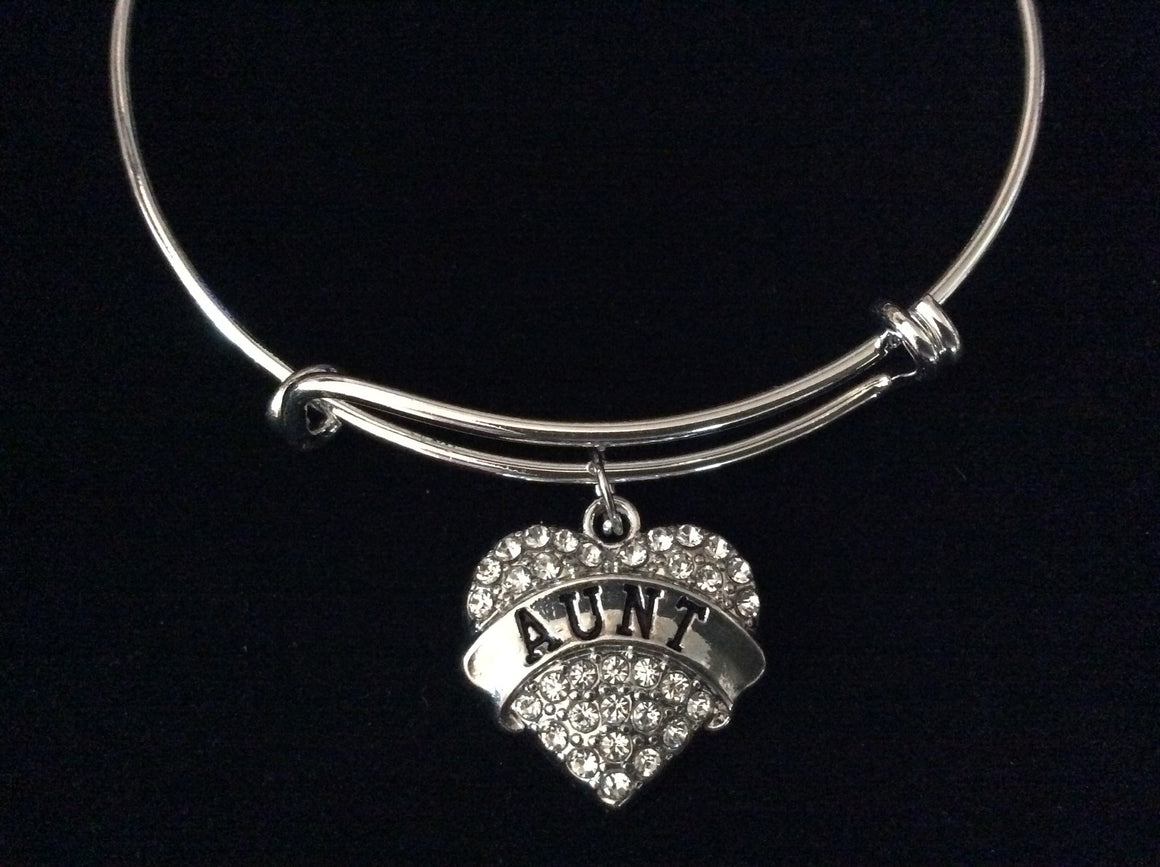 Aunt Crystal Heart Expandable Charm Bracelet Adjustable Bangle Gift Trendy Fun Unique Gift
