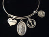 Confirmation Saint Philomena Silver Expandable Charm Bracelet Adjustable Bangle Patron Saint of Children