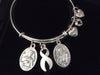 Saint Pio and Saint Peregrine Hope Love Awareness Silver Expandable Bracelet Double Sided Adjustable Wire Bangle Stacking Trendy Gift