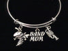 Band Mom Silver Expandable Charm Bracelet Adjustable Wire Bangle Gift Trendy Musician Music Trumpet