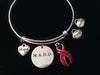 MADD Red Awareness Ribbon Hope Courage Strength Silver Expandable Charm Bracelet Bangle Gift