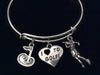 Love to Golf Expandable Silver Charm Bracelet Adjustable Wire Bangle 18th Hole Woman Golfer