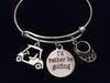 I'd Rather Be Golfing Expandable Silver Charm Bracelet Adjustable Wire Bangle Golf Gift