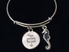 Hope Anchors the Soul Blue Seahorse Silver Expandable Charm Bracelet Adjustable Bangle Nautical Trendy Meaningful Inspirational
