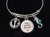 Hope Anchors the Soul Seahorse Silver Expandable Charm Bracelet Adjustable Bangle Nautical Trendy Meaningful Inspirational