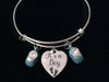 It's A Boy Blue Baby Booties Silver Expandable Charm Bracelet Adjustable Wire Bangle New Mom Gift