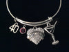 Big Sis Crystal Heart Martini 40th Birthday Sister Expandable Charm Bracelet Adjustable Bangle Gift