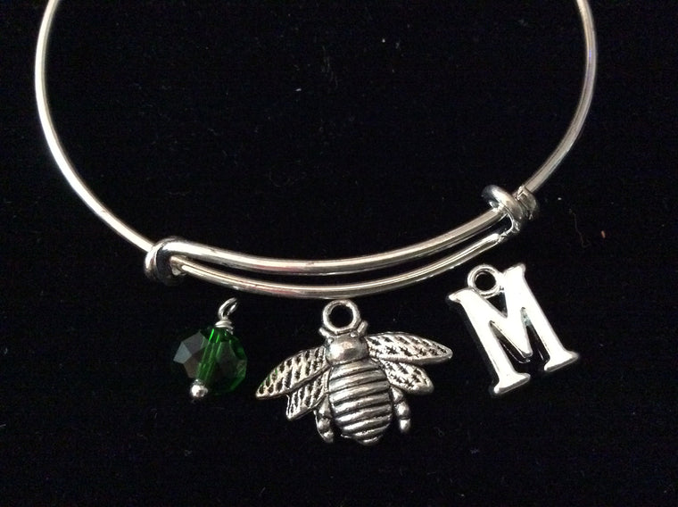 Medina Bees Expandable Silver Charm Bracelet Adjustable Wire Bangle MHS Graduation Gift Trendy