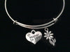 Mother In Law Heart Daisy Silver Expandable Charm Bracelet Adjustable Bangle Trendy Gift