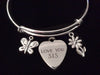 Love You Sis Silver Expandable Charm Bracelet Adjustable Bangle Trendy Sister Gift