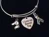 I Love My Rescue Dog Silver Expandable Charm Bracelet Adjustable Wire Bangle Gift Paw Print Awareness Ribbon