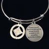 Serenity Prayer NA Silver Expandable Charm Bracelet Adjustable Silver Wire Bangle Recovery Gift