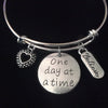 One Day At A Time Believe Expandable Charm Bracelet Adjustable Silver Wire Bangle Trendy