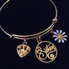 Sisters Sister Gold Expandable Charm Bracelet Adjustable Wire Bangle Gift Trendy