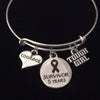 Cancer Survivor 5 Year Courage Tough Girl Expandable Silver Charm Bracelet Adjustable Bangle Gift
