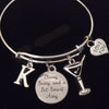 Classy, Sassy, and a Bit Smart Assy Expandable Charm Bracelet Martini Initial Adjustable Bangle Gift