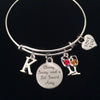 Wine Glasses Classy, Sassy, and a Bit Smart Assy Expandable Charm Bracelet Initial Adjustable Bangle Gift