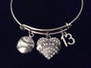 Softball Rhinestone Niece Heart Silver Expandable Charm Bracelet Adjustable Bangle Gift