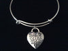 Heart I Love you to the Moon and Back Silver Expandable Charm Bracelet Adjustable Wire Bangle Gift