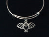 Flying Owl Silver Expandable Charm Bracelet Adjustable Wire Bangle Gift Teacher