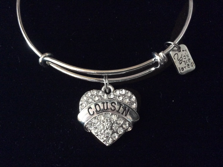 You are Loved Cousin Heart Silver Expandable Charm Bracelet Adjustable Bangle Gift