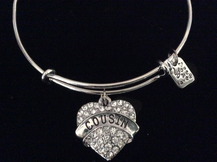 Cousin Jewelry You are Loved Cousin Heart Silver Expandable Charm Bracelet Adjustable Bangle Gift
