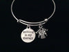 Knitting Is My Therapy Silver Expandable Charm Bracelet Adjustable Wire Bangle Gift