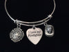 I Love My Firefighter Badge Expandable Charm Bracelet Adjustable Silver Wire Bangle Fireman's Wife Gift