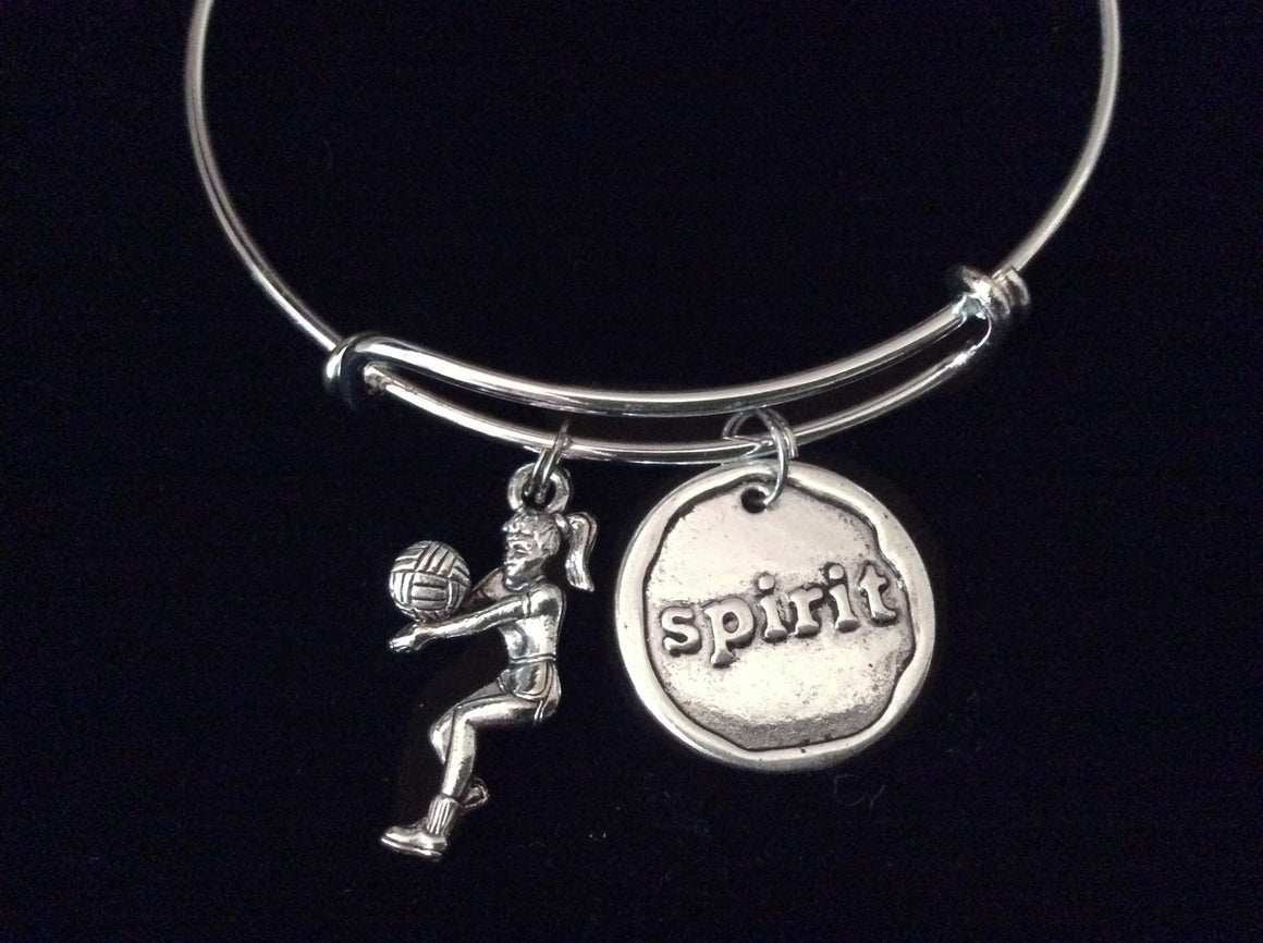 Volleyball Spirit Expandable Charm Bracelet Adjustable Silver Wire Bangle Sports Team Gift Trendy